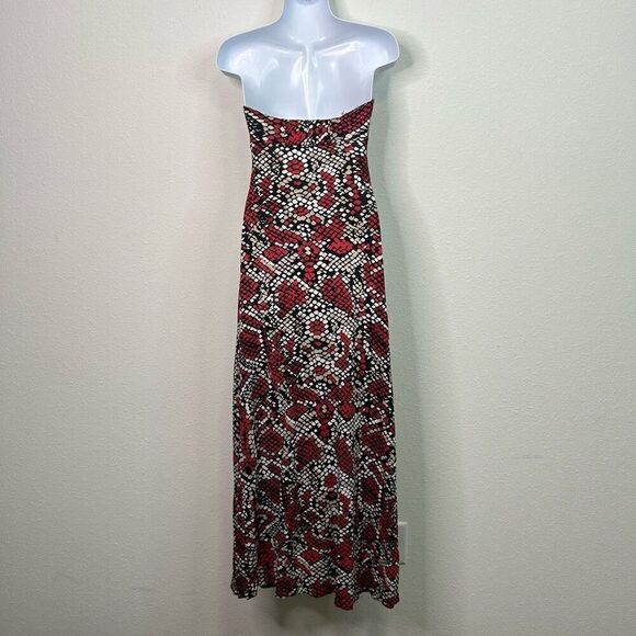 Paula Hermanny Women’s Ruched Red Black Strapless Maxi Dress Size S - Picture 6 of 13